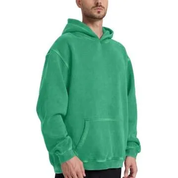 Hatant Oversized Hoodie Sweatshirts for Men Couples Heavyweight Hoodies Pullover Vintage Mens Acid Wash Sweaters Hoodies with Pocket Men's Fashion Hoodies Sweatshirts 2025 Sap green-XL