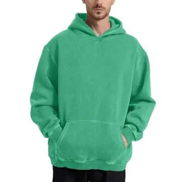 Hatant Oversized Hoodie Sweatshirts for Men Couples Heavyweight Hoodies Pullover Vintage Mens Acid Wash Sweaters Hoodies with Pocket Men's Fashion Hoodies Sweatshirts 2025 Sap green-XL