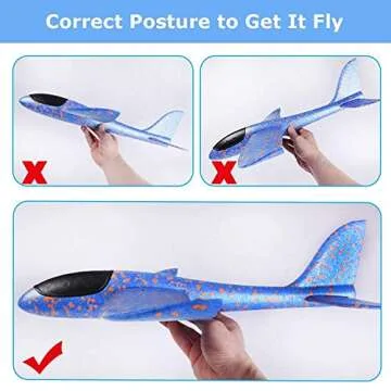 BooTaa 2 Pack Airplane Toys, 17.5" Large Throwing Foam Plane, 2 Flight Mode Glider, Flying Toy for Kids, Birthday Gifts for 3 4 5 6 7 8 9 10 11 12 Year Old Boys Girls, Outdoor Sport Toys Party Favors