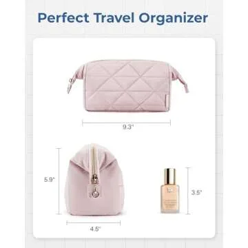 BAGSMART Makeup Bag Travel Makeup Bag, Cute Puffy Make Up Bag, Wide-open Cosmetic Bags for Women, Small Makeup Pouch for Travel Essentials Toiletries Accessories (Black)