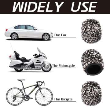 JUSTTOP 4 Pack Handmade Crystal Rhinestone Car Tire Valve Stem Caps, Car Wheel Tire Valve, Attractiv...