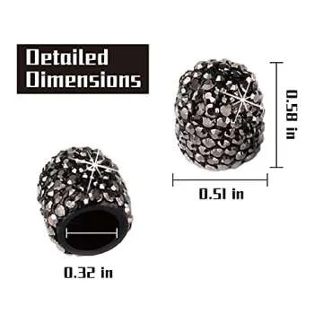 JUSTTOP 4 Pack Handmade Crystal Rhinestone Car Tire Valve Stem Caps, Car Wheel Tire Valve, Attractive Dustproof Bling Car Accessories, Universal for Cars, Trucks and Motorcycles-Glossy Black
