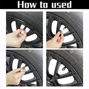 JUSTTOP 4 Pack Handmade Crystal Rhinestone Car Tire Valve Stem Caps, Car Wheel Tire Valve, Attractive Dustproof Bling Car Accessories, Universal for Cars, Trucks and Motorcycles-Glossy Black