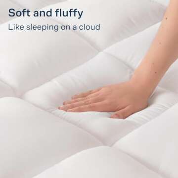 Cloud-Like Queen Mattress Topper - 100% Cotton Top Mattress Pad for Back Pain Relief - Breathable & Naturally Cooling for Hot Sleepers