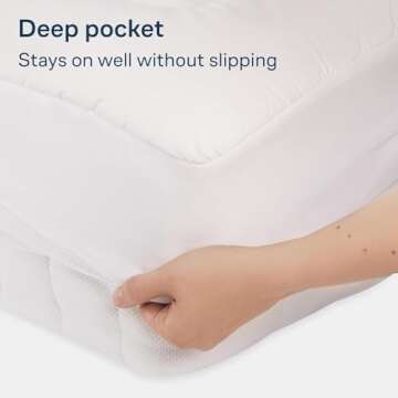 Cloud-Like Queen Mattress Topper - 100% Cotton Top Mattress Pad for Back Pain Relief - Breathable & Naturally Cooling for Hot Sleepers