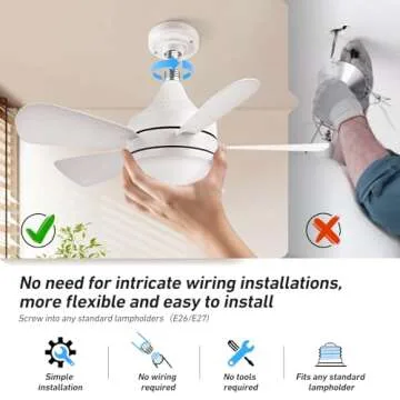 PBLALA Socket Fan Light with Remote Control for Comfort