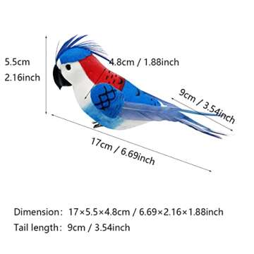 LWINGFLYER 8pcs Clip on Parrot Ornaments 6.6inch Artificial Simulation Foam Feather Bird for Christm...