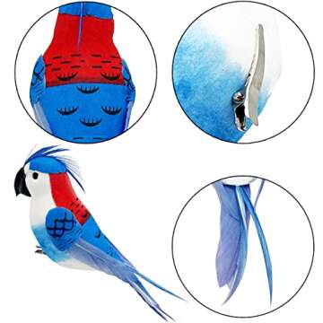 LWINGFLYER 8pcs Clip on Parrot Ornaments for Decor
