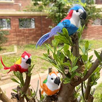 LWINGFLYER 8pcs Clip on Parrot Ornaments for Decor
