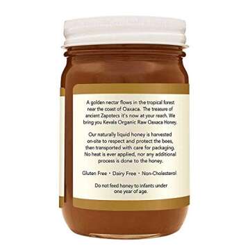 Kevala Organic Raw Oaxaca Honey - 16 oz - 454g – Raw Honey Organic Unfiltered – Raw Organic Honey – Organic Raw Honey – Pure Raw Honey – Honey for Tea