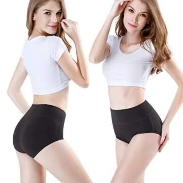 wirarpa Women's Modal Underwear Soft High Waist Briefs Ladies Panties Black Medium