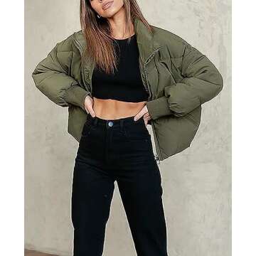 Gihuo Stylish Women's Winter Cropped Puffer Jacket