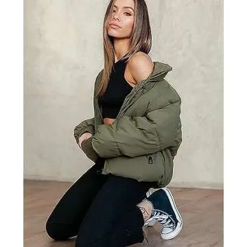 Gihuo Stylish Women's Winter Cropped Puffer Jacket