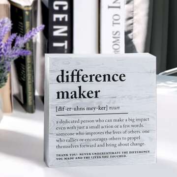 Difference Maker Box Sign Gift for Coworkers and Leaders