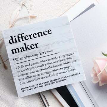 Difference Maker Box Sign Gift for Coworkers and Leaders