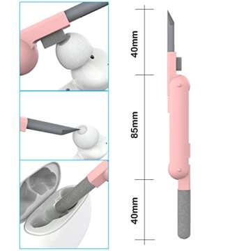 targeal 7-in-1 Electronics Multi Tool - Cleaner Kit - Keyboard Cleaning Brush with Keycap Switch Puller - Accessories for Earbud, Cellphone, Laptop, PC, Headphone-Pink