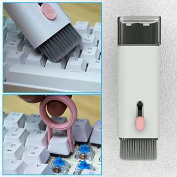 targeal 7-in-1 Electronics Multi Tool - Cleaner Kit - Keyboard Cleaning Brush with Keycap Switch Puller - Accessories for Earbud, Cellphone, Laptop, PC, Headphone-Pink