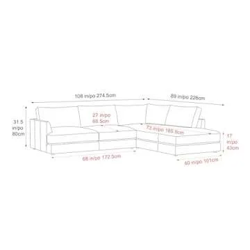 Valencia Serena 108" Cognac Leather Sectional Sofa for Living Room