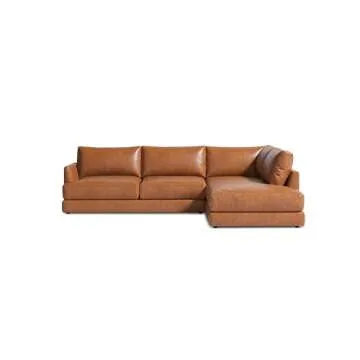 Valencia Serena 108" Cognac Leather Sectional Sofa for Living Room