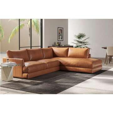 Valencia Serena 108" Cognac Leather Sectional Sofa for Living Room