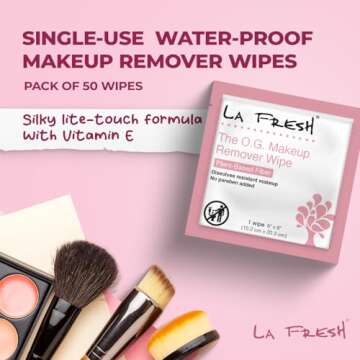 La Fresh Makeup Removal Facial Cleansing Wipes, Waterproof, 50 Count - Skin Care Travel Essentials