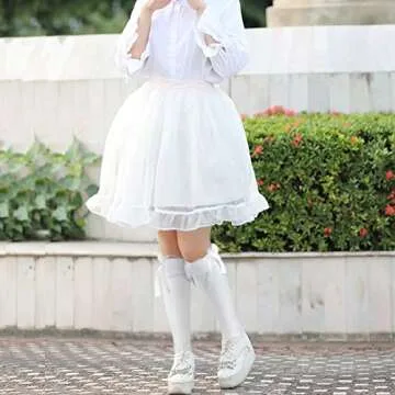 Sintege 4 Pairs Knee Bow High Girl Socks – Classic Cotton Ruffle Trim Stockings