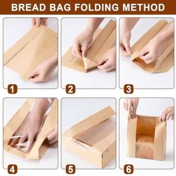 Paper Bread Bags 25PCS, Sourdough Bread Bags for Homemade Bread, Large Bakery Bags with Window Includes 25PCS Label Seal Stickers for Homemade Bread Storage(13.7x8.3x3.5 inch)