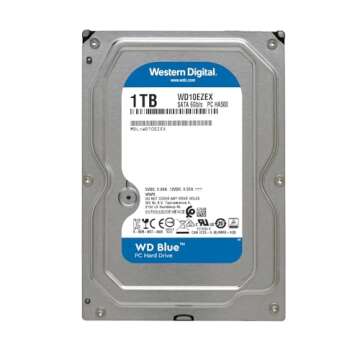 Western Digital 1TB WD Blue PC Internal Hard Drive HDD - 7200 RPM, SATA 6 Gb/s, 64 MB Cache, 3.5" - WD10EZEX