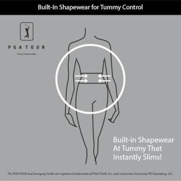 PGA TOUR Women's Regular Pull-on Golf Pant with Tummy Control (Size X-Small-XX-Large), Caviar, Medium