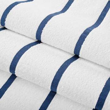 Arkwright Las Rayas Striped Beach Towel - Pack of 4 - Soft Plush Quick Dry White Cotton Terry Towels...