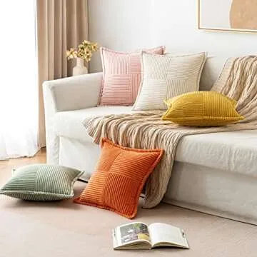 MIULEE Corduroy Pillow Covers Set of 2 for Couch