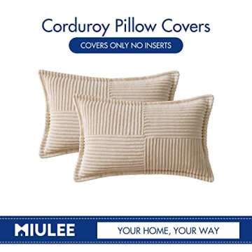 MIULEE Corduroy Pillow Covers Set of 2 for Couch