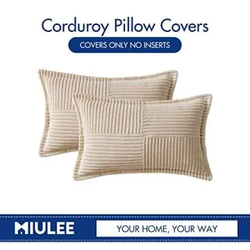 MIULEE Corduroy Pillow Covers Set of 2 for Couch