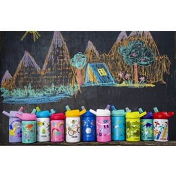 CamelBak eddy+ Kids Water Bottle with Straw, Single Wall Stainless Steel - Leak-Proof when Closed, 14oz, Airplanes