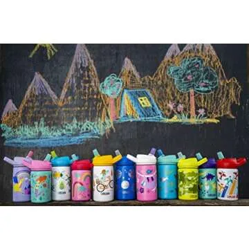 CamelBak eddy+ Kids Water Bottle with Straw, Single Wall Stainless Steel - Leak-Proof when Closed, 14oz, Airplanes