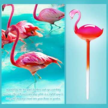 Self-Watering Glass Globes 2PCS Flamingo Gradient Hot Pink 10" Long Hand Blown Bulbs Pot Plant Water...