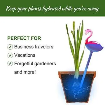 Self-Watering Glass Globes 2PCS Flamingo Gradient Hot Pink 10" Long Hand Blown Bulbs Pot Plant Waterer Home Indoor Outdoor Garden Patio Hanging Flower Spike Decorative Automatic Irrigation System