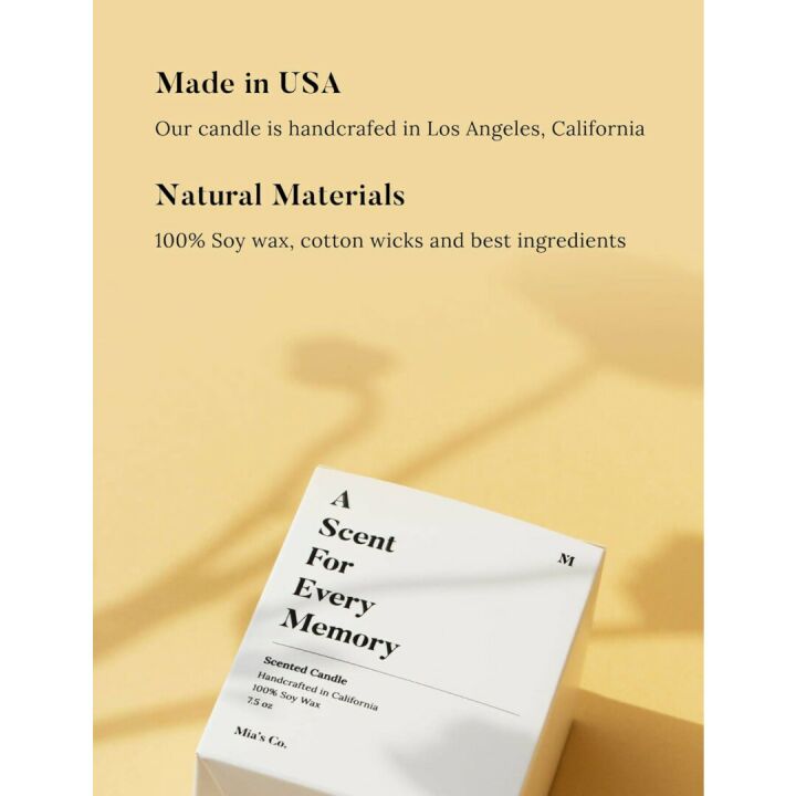 Mia's Co Ocean Rose Scented Candle, Handmade with Natural Soy Wax and Cotton Wicks, 7.5 oz Minimalist Candle for Home, Long Lasting Burning for Stress Relief, Candle Gift for Women