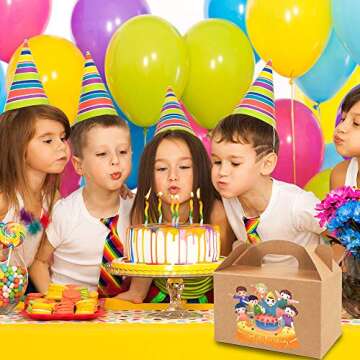 Moretoes 36 Pack Party Treat Boxes, 6 x 3.5 x 3.5 Inches Brown Gift Boxes with Handles, Kraft Party Favor Boxes for Keeping Candy, Cupcake, Cookies