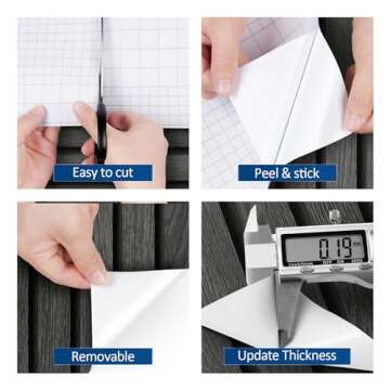 FunStick 24"x200" Black Wood Slats Peel and Stick Wallpaper Removable Wood Contact Paper Peel and Stick 3D Wood Slat Wall Panel Wall Paper Decor Self Adhesive Wood Wallpaper for Bathroom Cabinets Desk