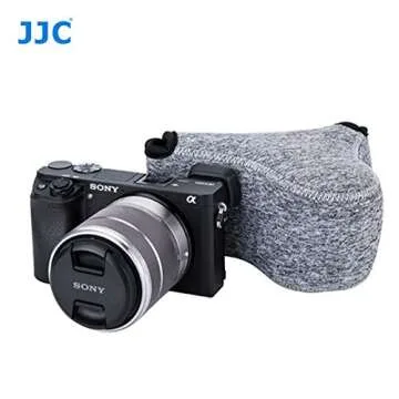 JJC Grey Ultra Light Neoprene Camera Case for Sony a6600 a6500 a6400 a6300 a6100 a6000 a5100 +18-55mm/E 50mm F1.8 Lens, Pouch Bag for Fuji X-T30 X-T20 X-T10 +16-50mm, Canon PowerShot SX530 SX540 G3X