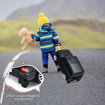 HONEY JOY 2-In-1 Kids Luggage with Wheels, Mercedes Benz Push Cars for Toddlers & Rolling Travel Suitcase, Large Storage Space, Lightweight Ride On Suitcase for School, Gift for Boys Girls