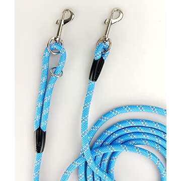 CodepetsLong Rope Dog Leash for Dog Training 12FT 20FT 30FT 50FT, Reflective Threads Dog Cat Leashes Tie-Out Check Cord Recall Training Agility Lead for Large Medium Small Dogs (Blue, 10mm*12ft)