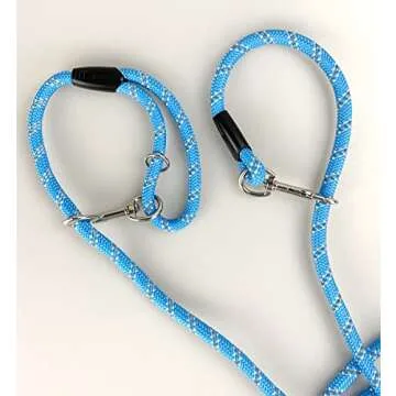 CodepetsLong Rope Dog Leash for Dog Training 12FT 20FT 30FT 50FT, Reflective Threads Dog Cat Leashes Tie-Out Check Cord Recall Training Agility Lead for Large Medium Small Dogs (Blue, 10mm*12ft)