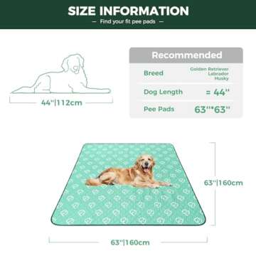 FXW Washable Pee Pads for Dogs, Puppy Pads with Super Absorbent, 63" x 63", Specifically Designed for 24inch 8 Panels Dog Playpen, Square
