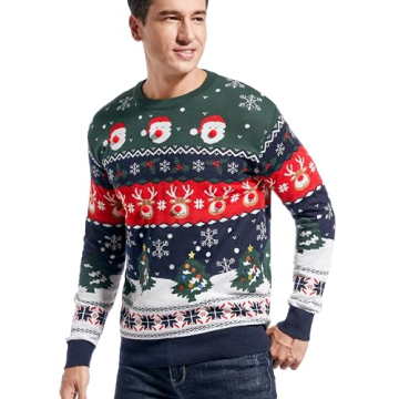 Men's Christmas Rudolph Reindeer Festive Knitted Sweater Cardigan