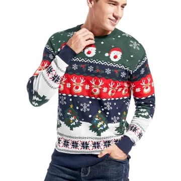 Men's Christmas Rudolph Reindeer Festive Knitted Sweater Cardigan