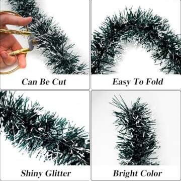 50FT Colorful Metallic Tinsel Garland for Parties