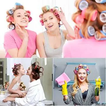 BESSEEK Hair Rollers Sets, 12 Pcs Self Grip Salon Hair Dressing Curlers, Jumbo Large Rollers for Long Short Hair, DIY Curly Hairstyle for Women, Heat-free Hair Curlers (6XLarge+6XMedium)
