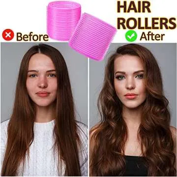 BESSEEK Hair Rollers Sets, 12 Pcs Self Grip Salon Hair Dressing Curlers, Jumbo Large Rollers for Long Short Hair, DIY Curly Hairstyle for Women, Heat-free Hair Curlers (6XLarge+6XMedium)